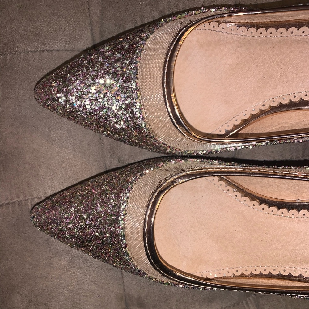 Rose gold sequin heels